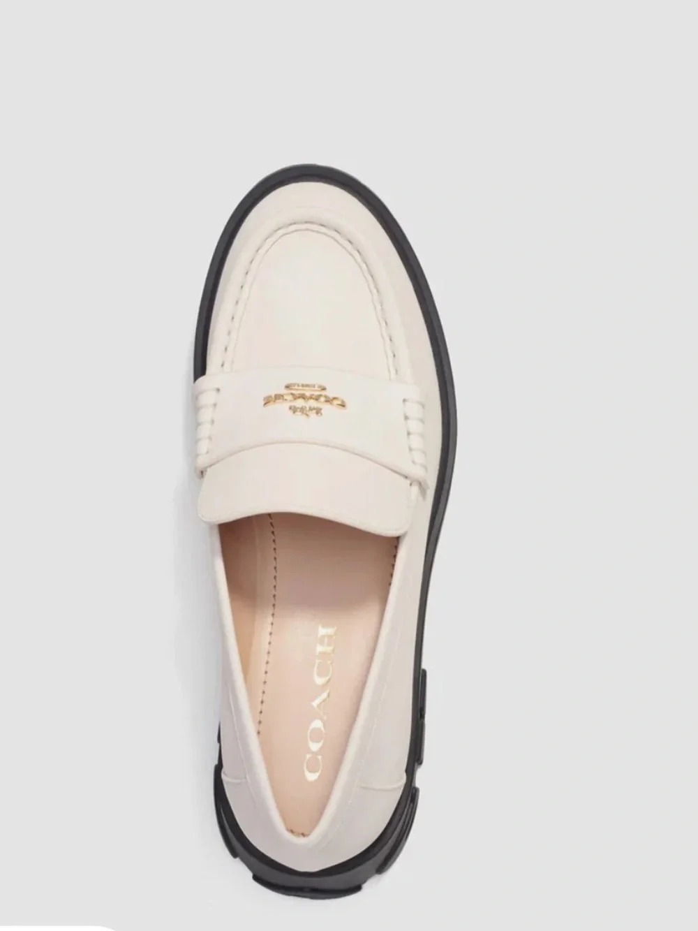 NWOB COACH Ruthie Platform Loafers CM587 Chalk Cream Leather, Size 7.5